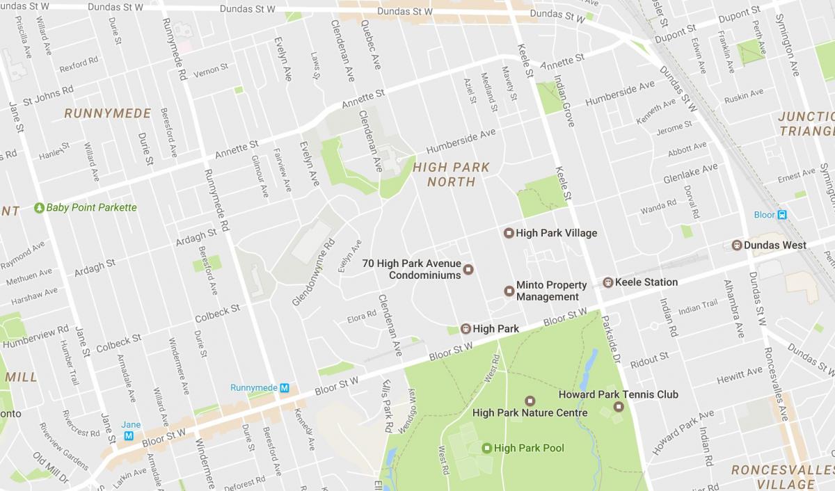 Térkép Magas Park szomszédságában, Toronto