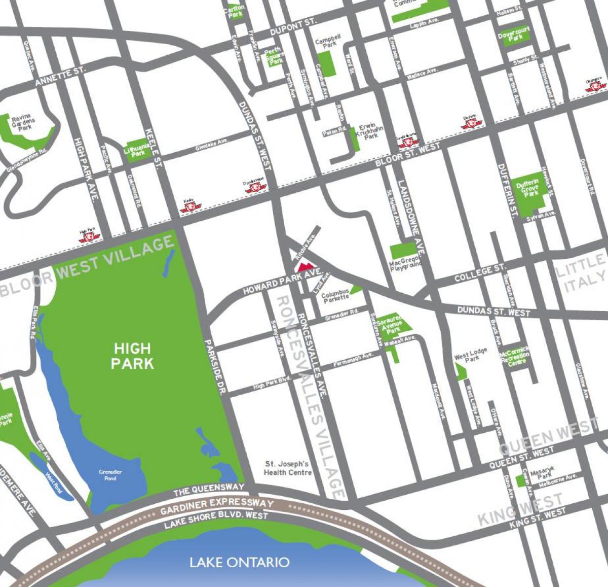 Térkép Magas park Toronto áttekintés