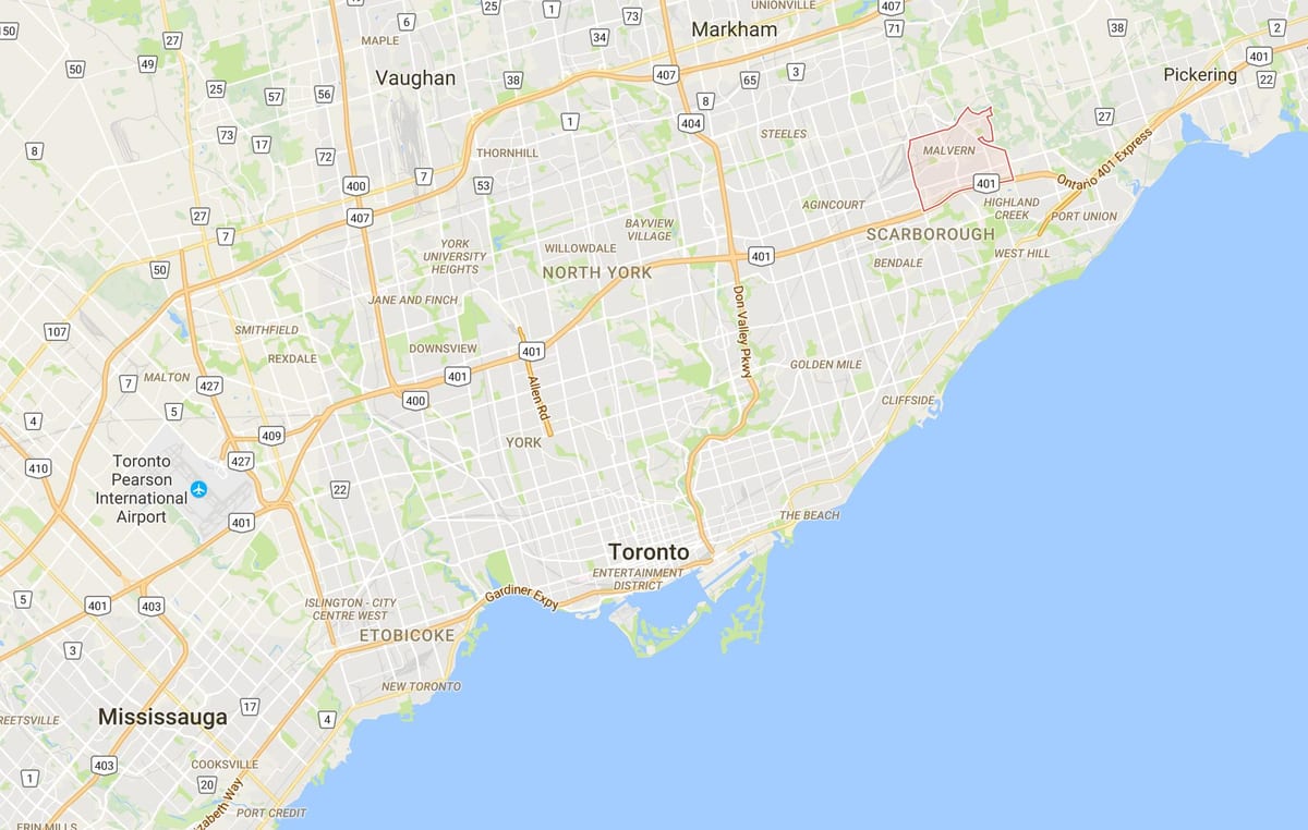 Térkép Malvern kerületi Toronto