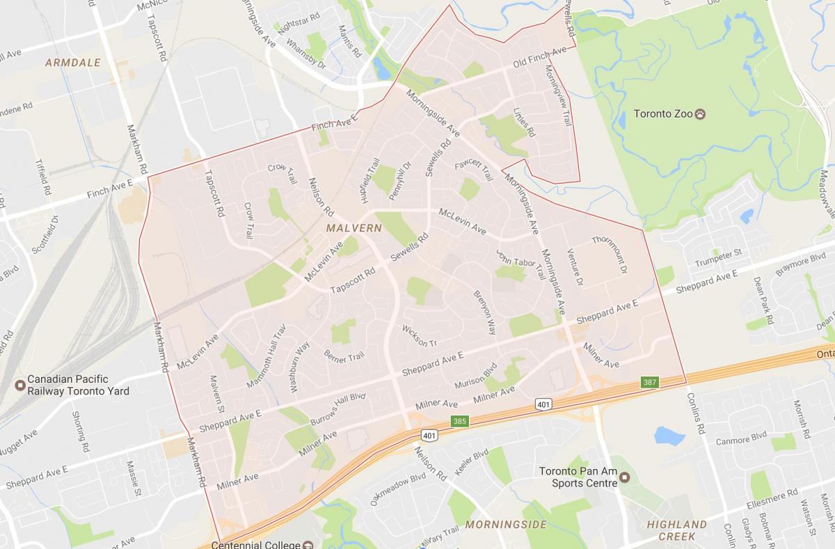 Térkép Malvern környéken Toronto