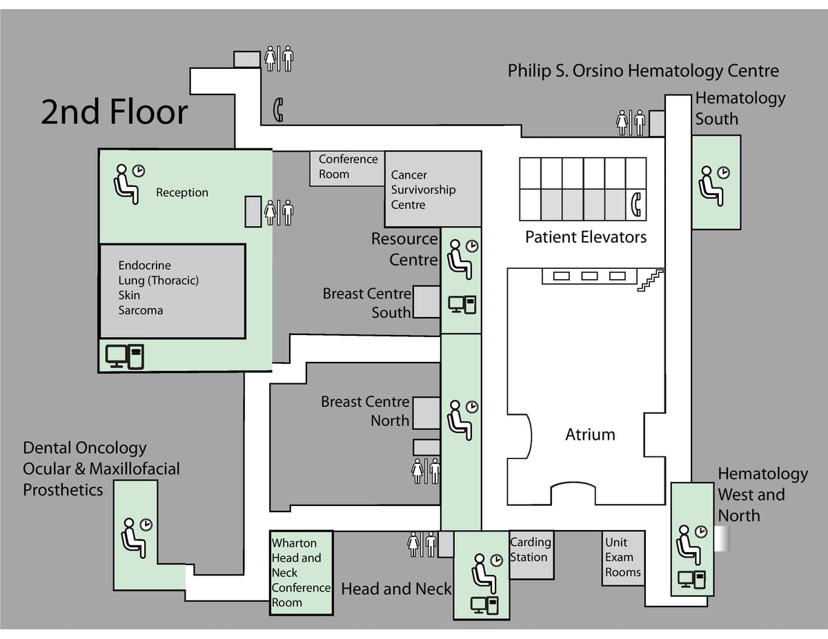 Térkép Margaret Hercegnő Cancer Centre Toronto 2. emelet