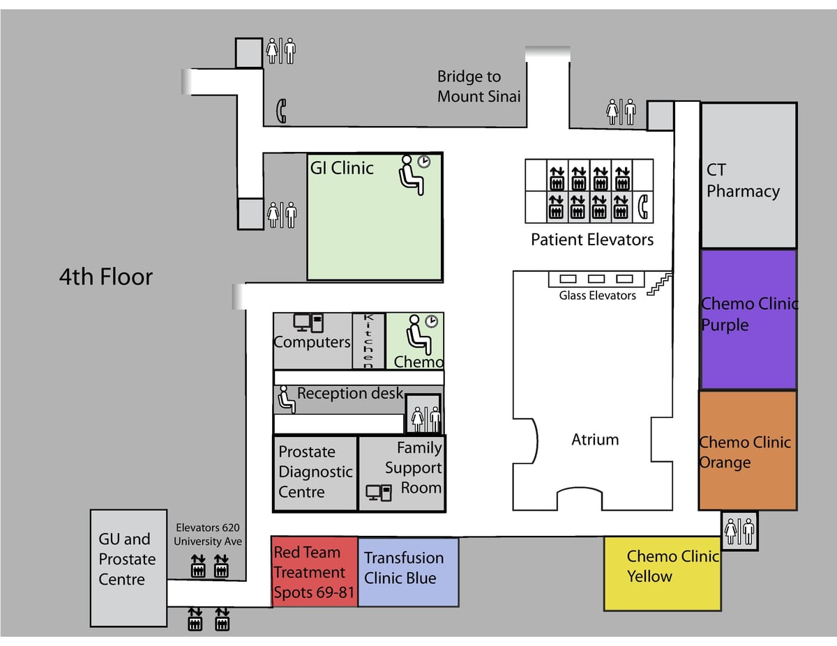 Térkép Margaret Hercegnő Cancer Centre Toronto 4. emelet