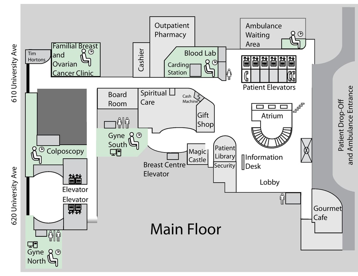 Térkép Margaret Hercegnő Cancer Centre Toronto földszint