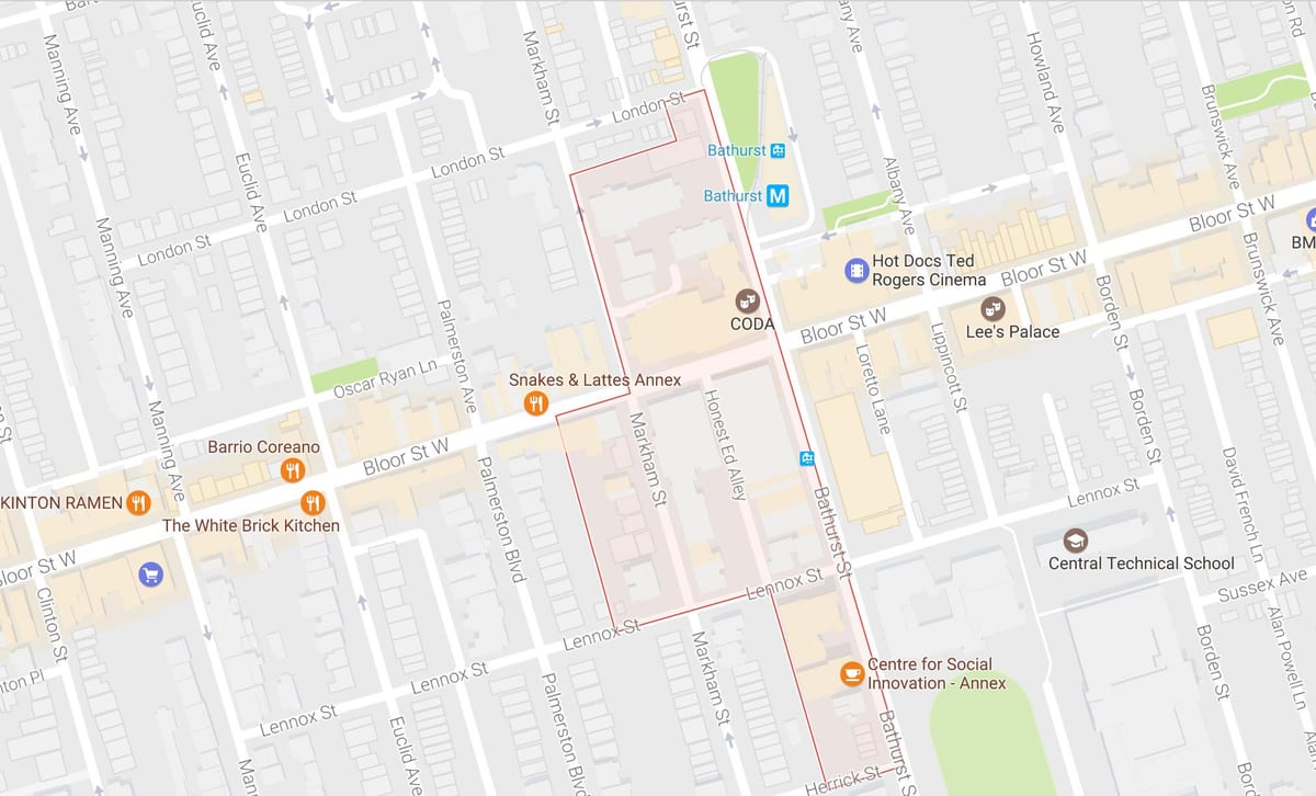 Térkép Mirvish Falu szomszédságában Toronto
