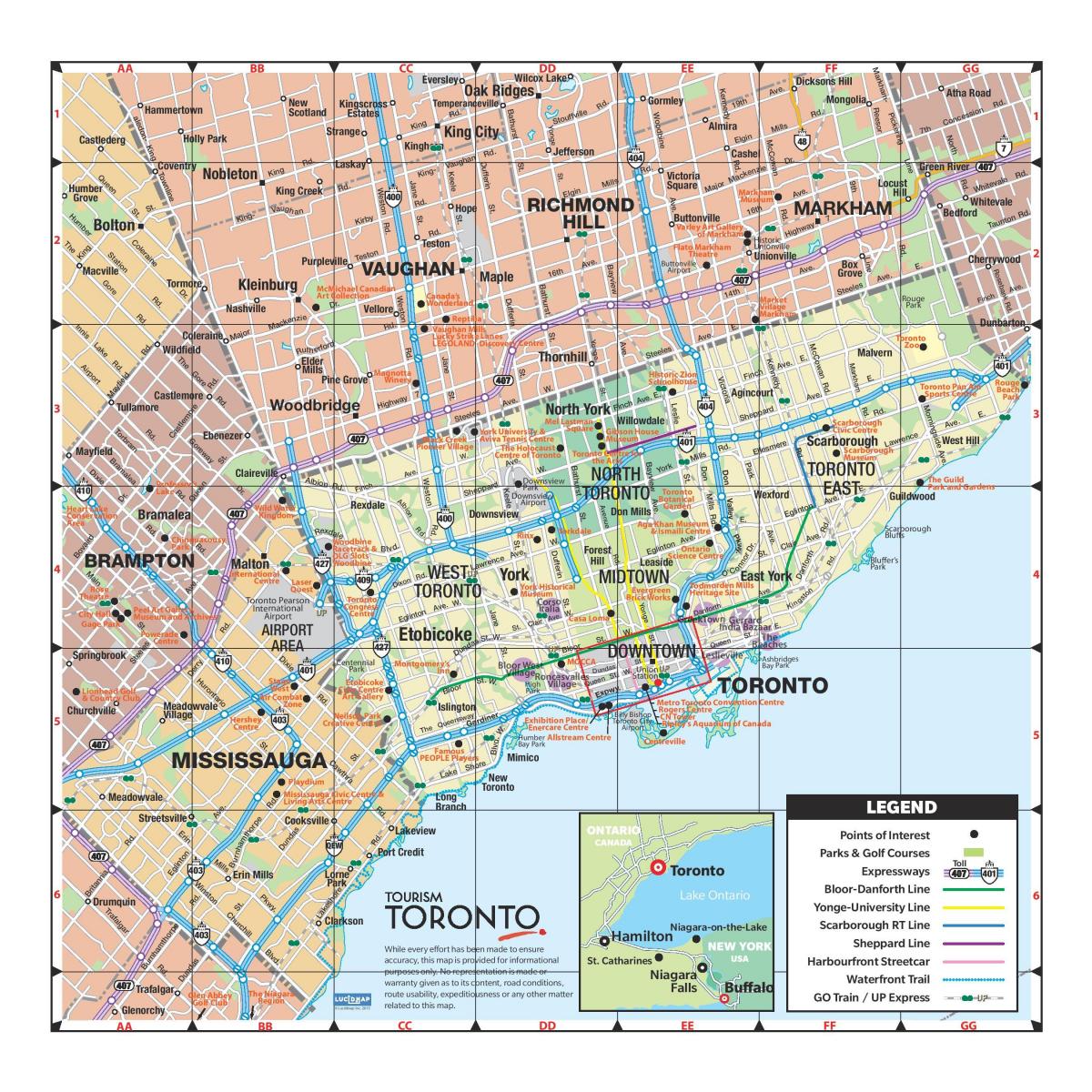 A térkép nagyobb Toronto terület
