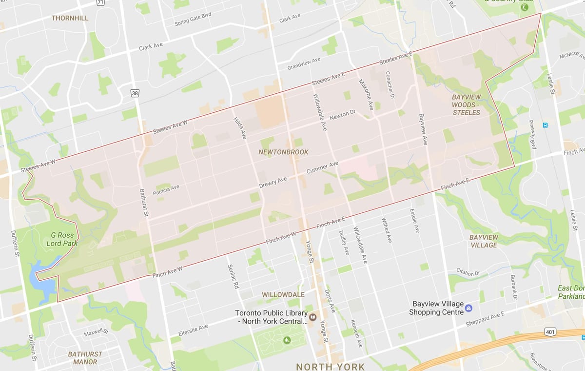 Térkép Newtonbrook környéken Toronto