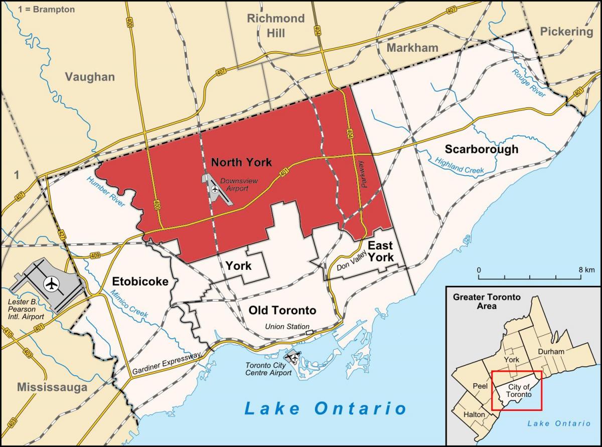 Térkép Északi York-Toronto