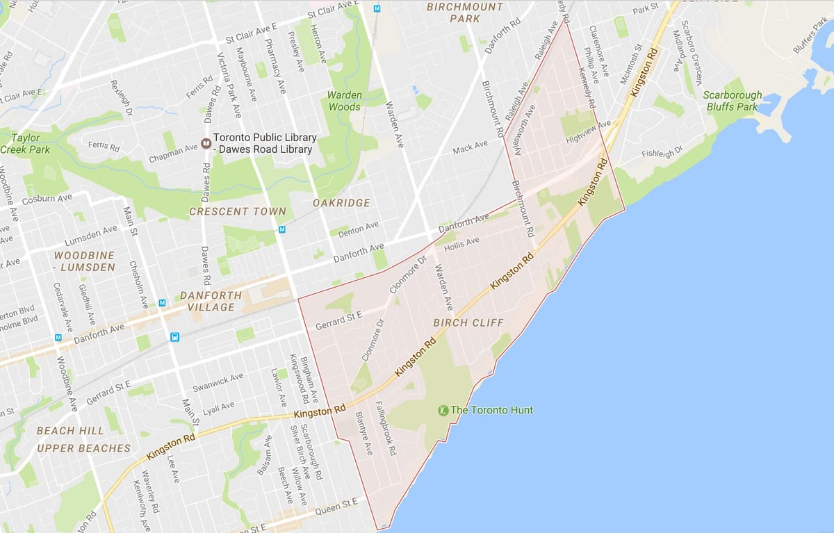 Térkép Nyírfa Cliff környéken Toronto
