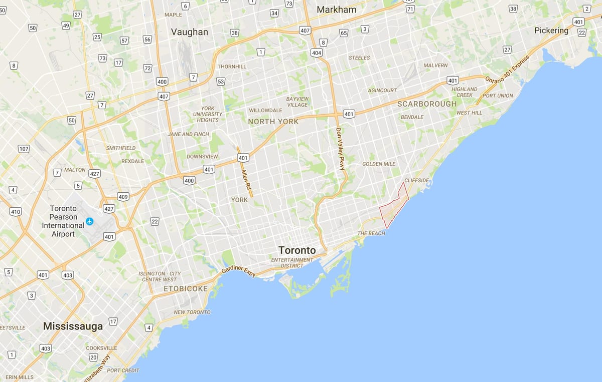 Térkép Nyírfa Cliff kerületi Toronto