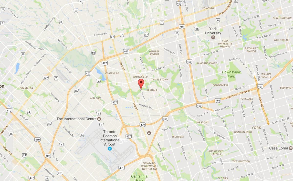 Térkép Nyugati Humber-Clairville környéken Toronto