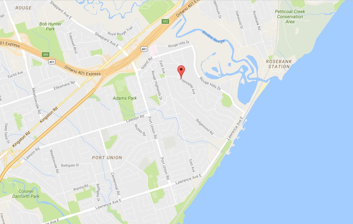 Térkép Nyugati Rouge környéken Toronto