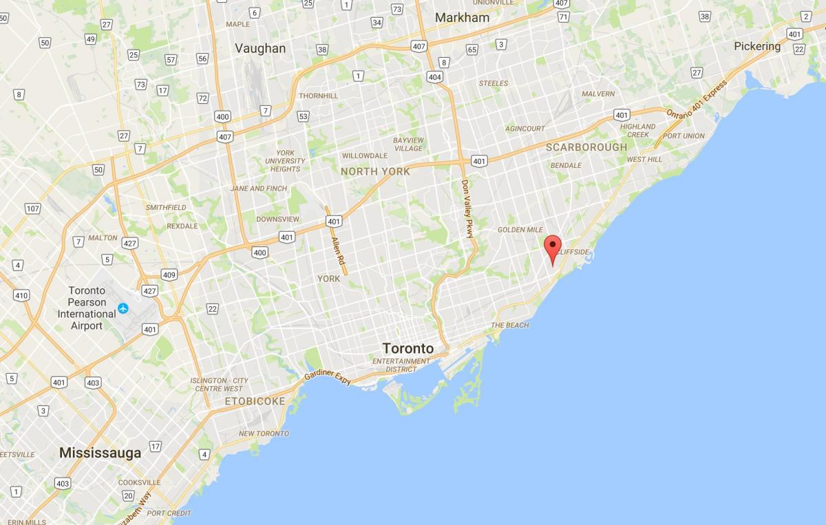 Térkép Nyírfa Cliff Heights negyedében Toronto