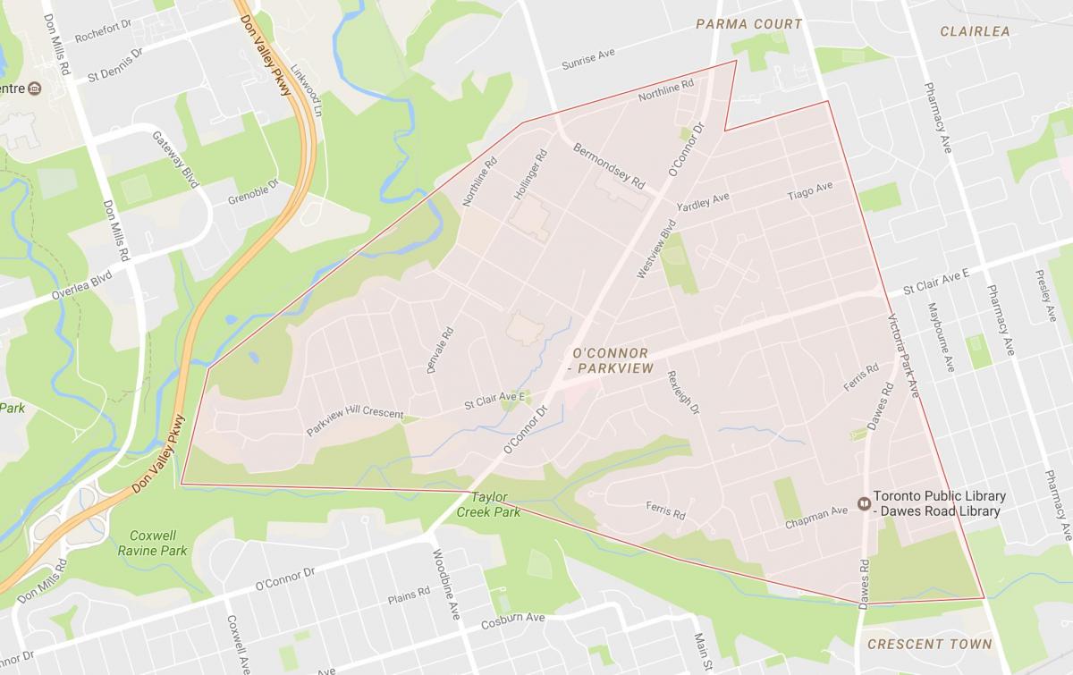 Térkép O ' connor–Parkview környéken Toronto