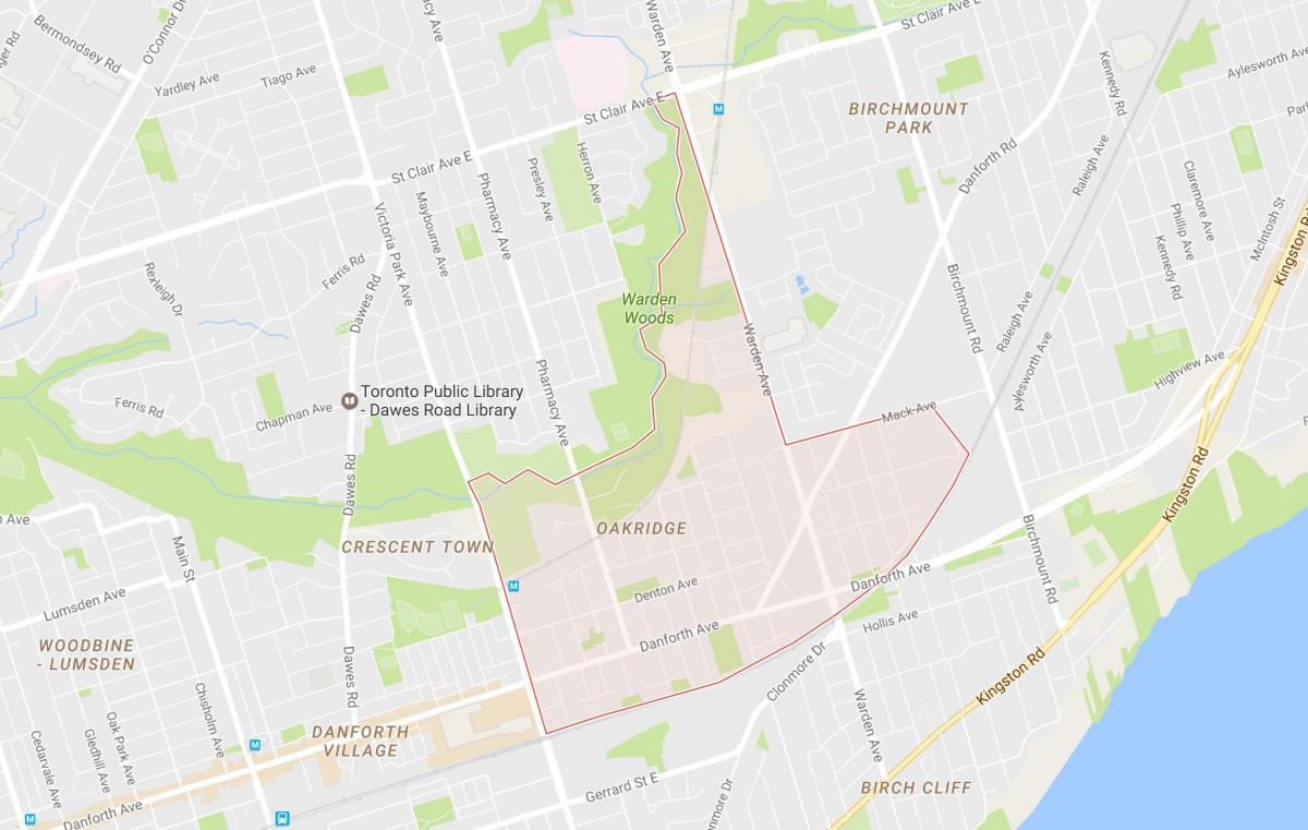 Térkép Oakridge környéken Toronto