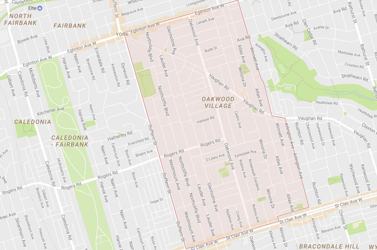 Térkép Oakwood–Vaughan környéken Toronto