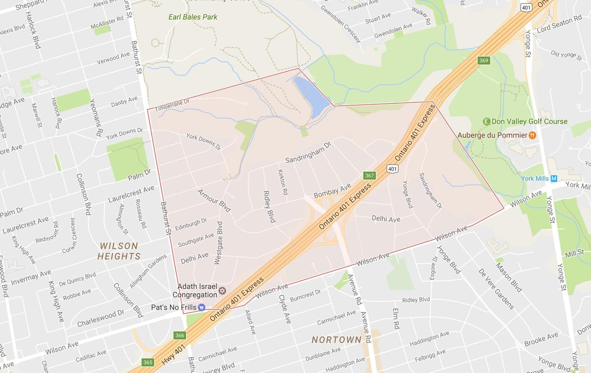 Térkép Páncél Heights környéken Toronto