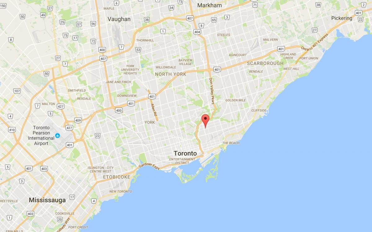 Térkép Pape Falu kerületi Toronto