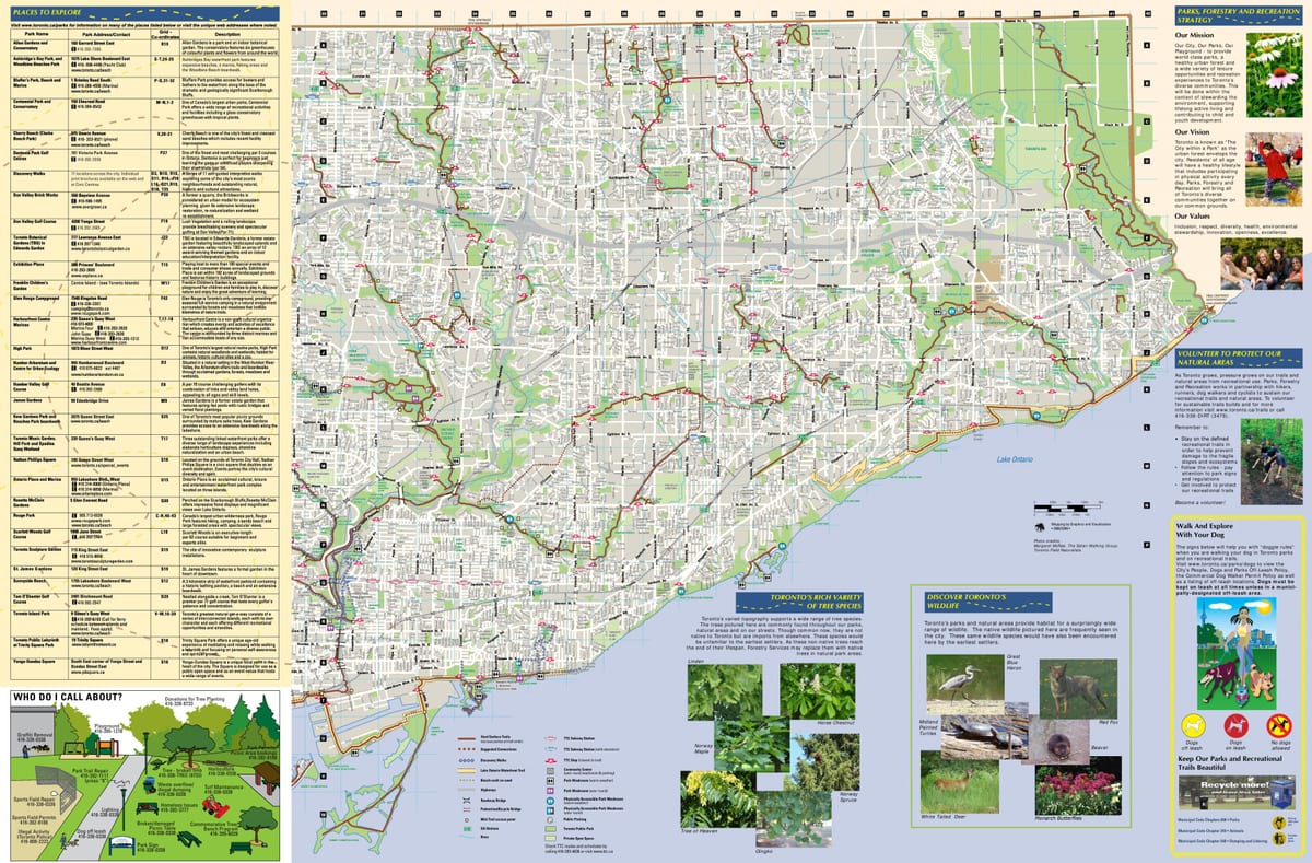 Térkép parkok, sétautak East Toronto