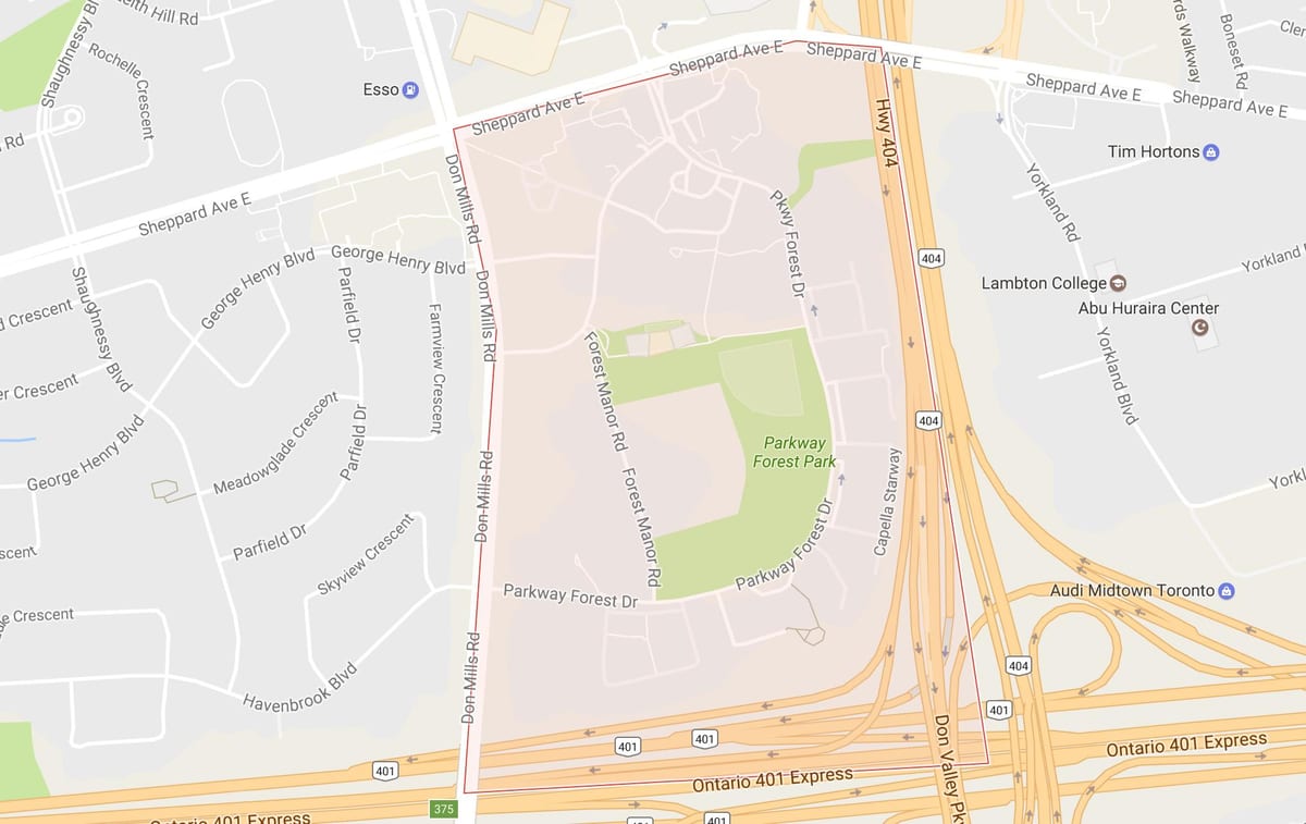 Térkép Parkway Erdő szomszédságában Toronto