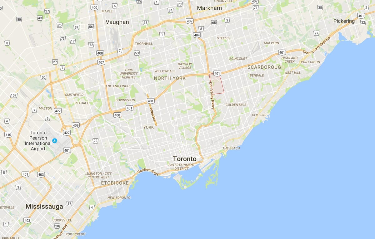 Térkép Parkwoods kerületi Toronto