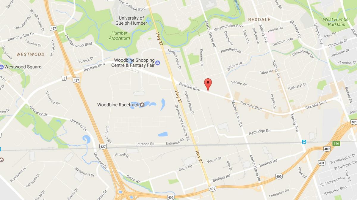 Térkép Rexdale boulevard Toronto
