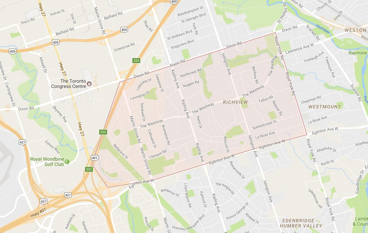 Térkép Richview környéken Toronto