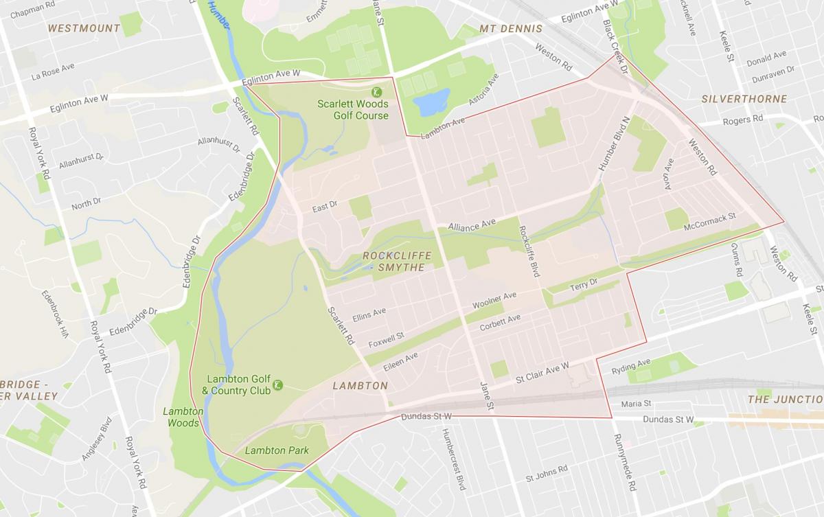 Térkép Rockcliffe–Smythe környéken Toronto