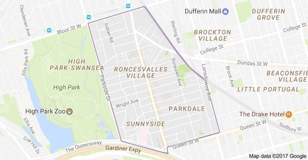 Térkép Roncesvalles falu Toronto