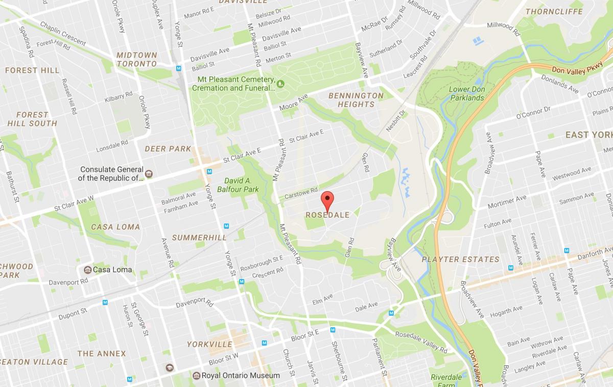 Térkép Rosedale környéken Toronto