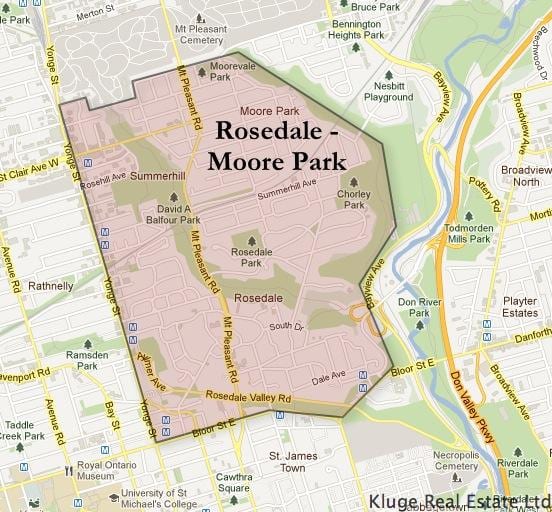 Térkép Rosedale Moore Park Toronto