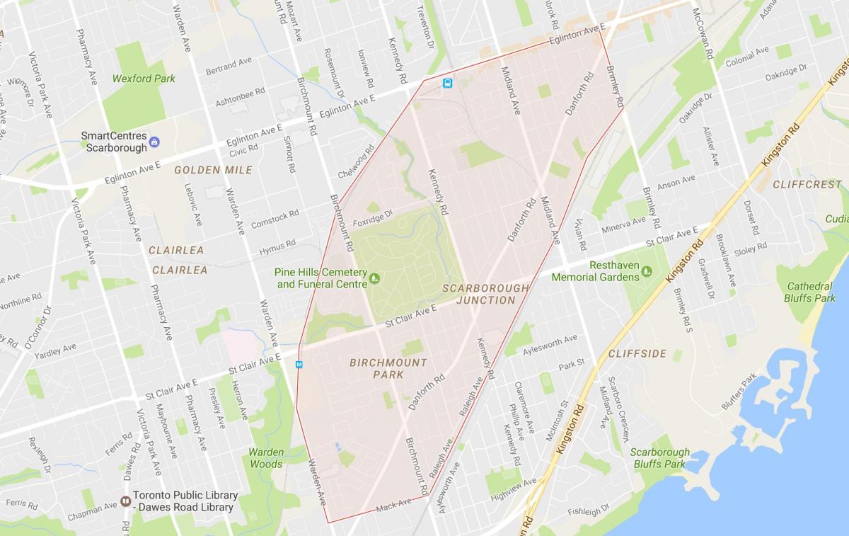 Térkép Scarborough Csomópont szomszédságában Toronto