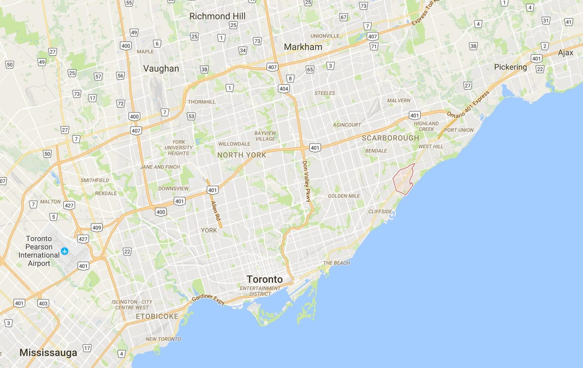 Térkép Scarborough Falu kerületi Toronto