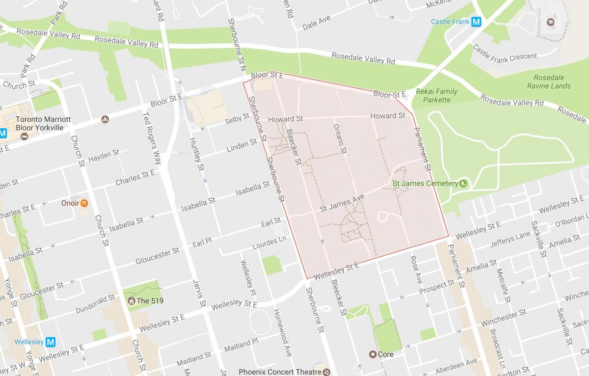 Térkép St. James Város szomszédságában Toronto