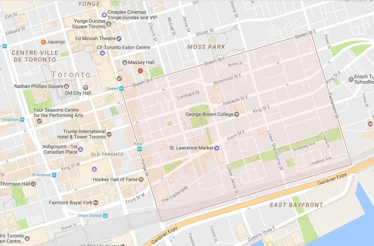 Térkép St. Lawrence környéken Toronto
