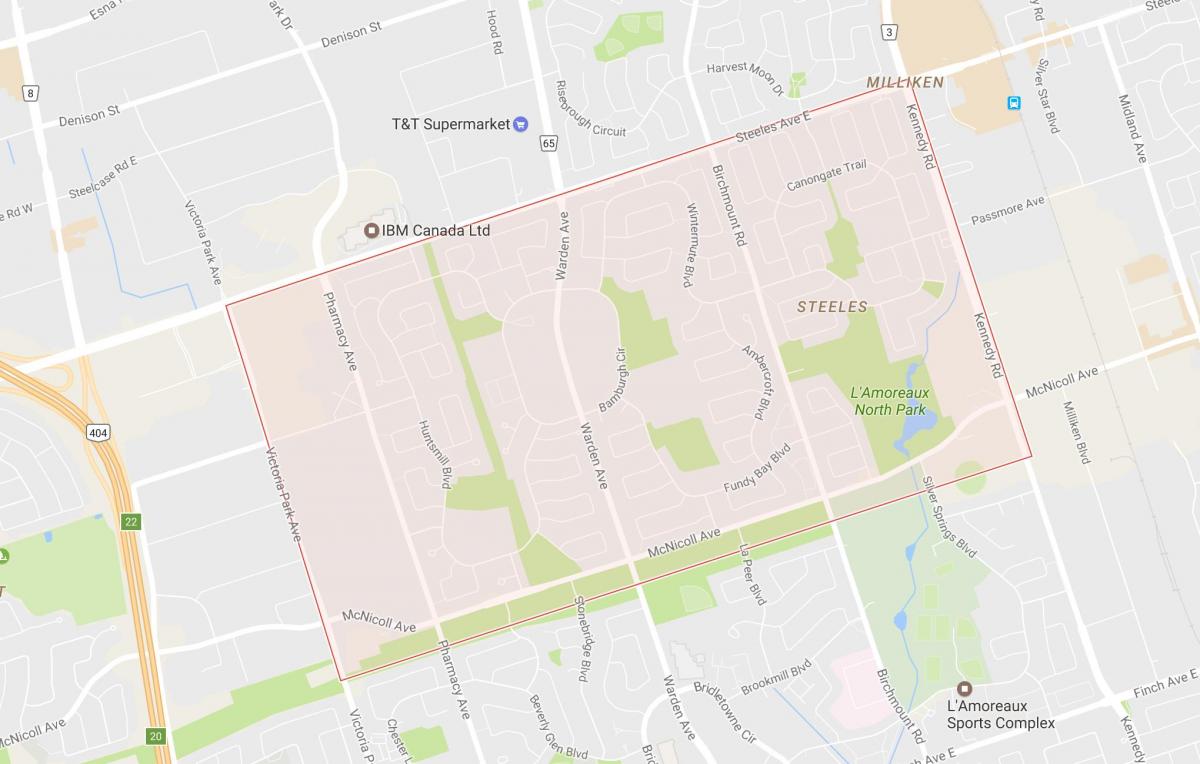 Térkép Steele környéken Toronto