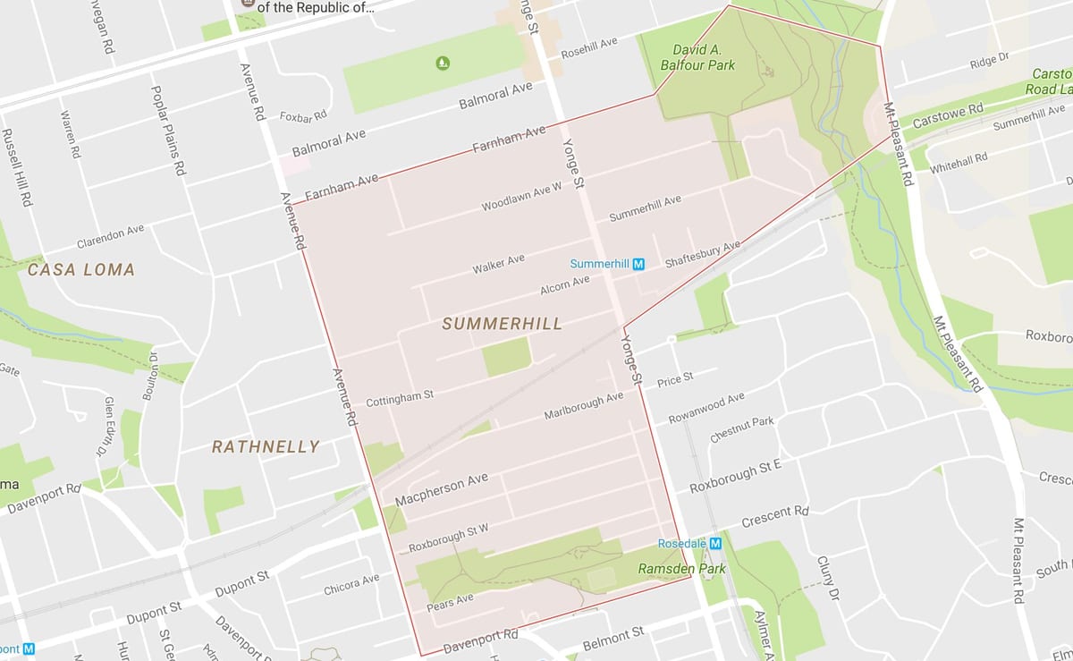 Térkép Summerhill környéken Toronto