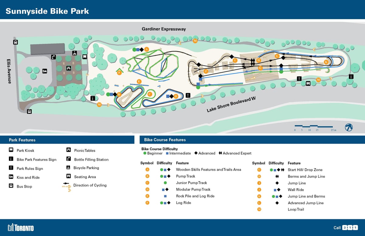 Térkép Sunnyside Bike Park Toronto