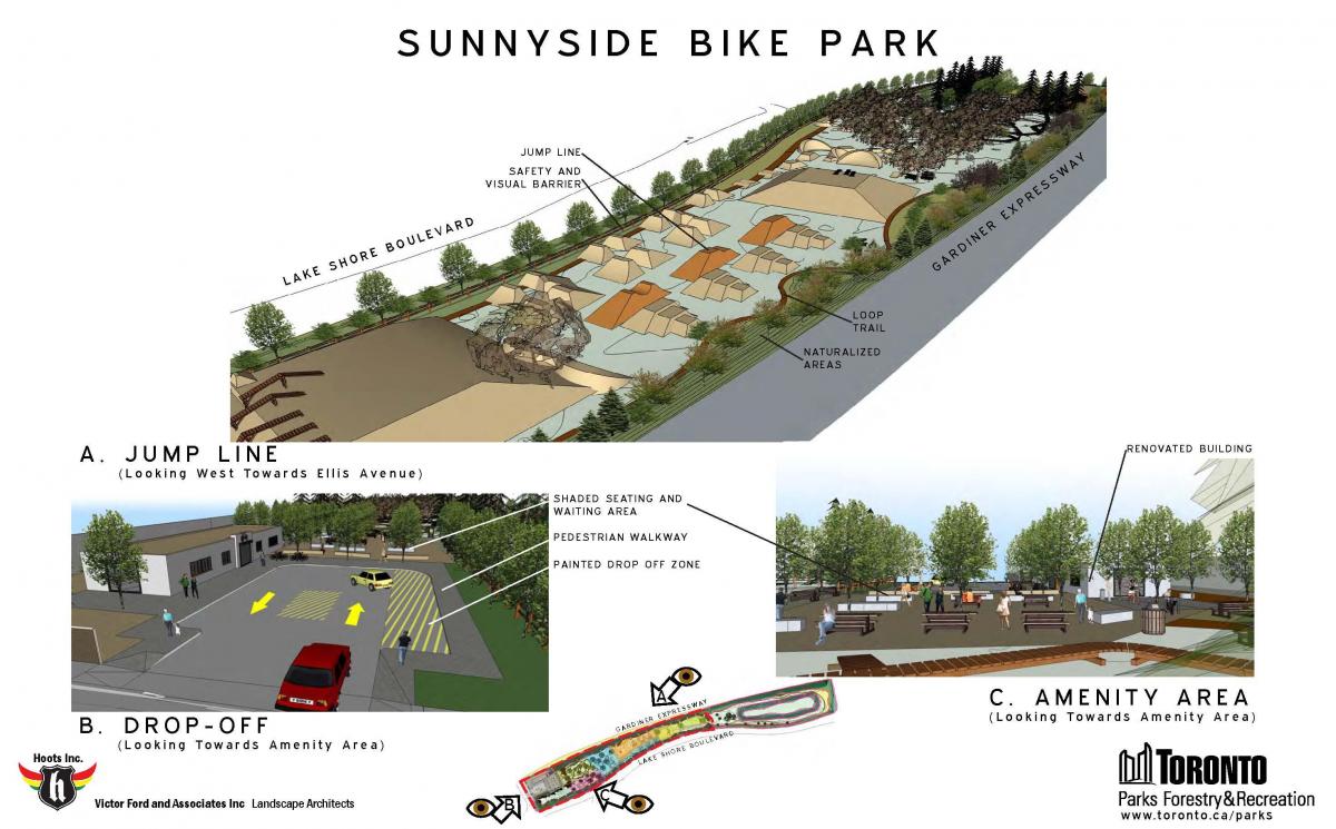Térkép Sunnyside bike park Toronto ugrás sort