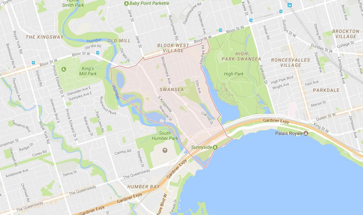 Térkép Swansea környéken Toronto