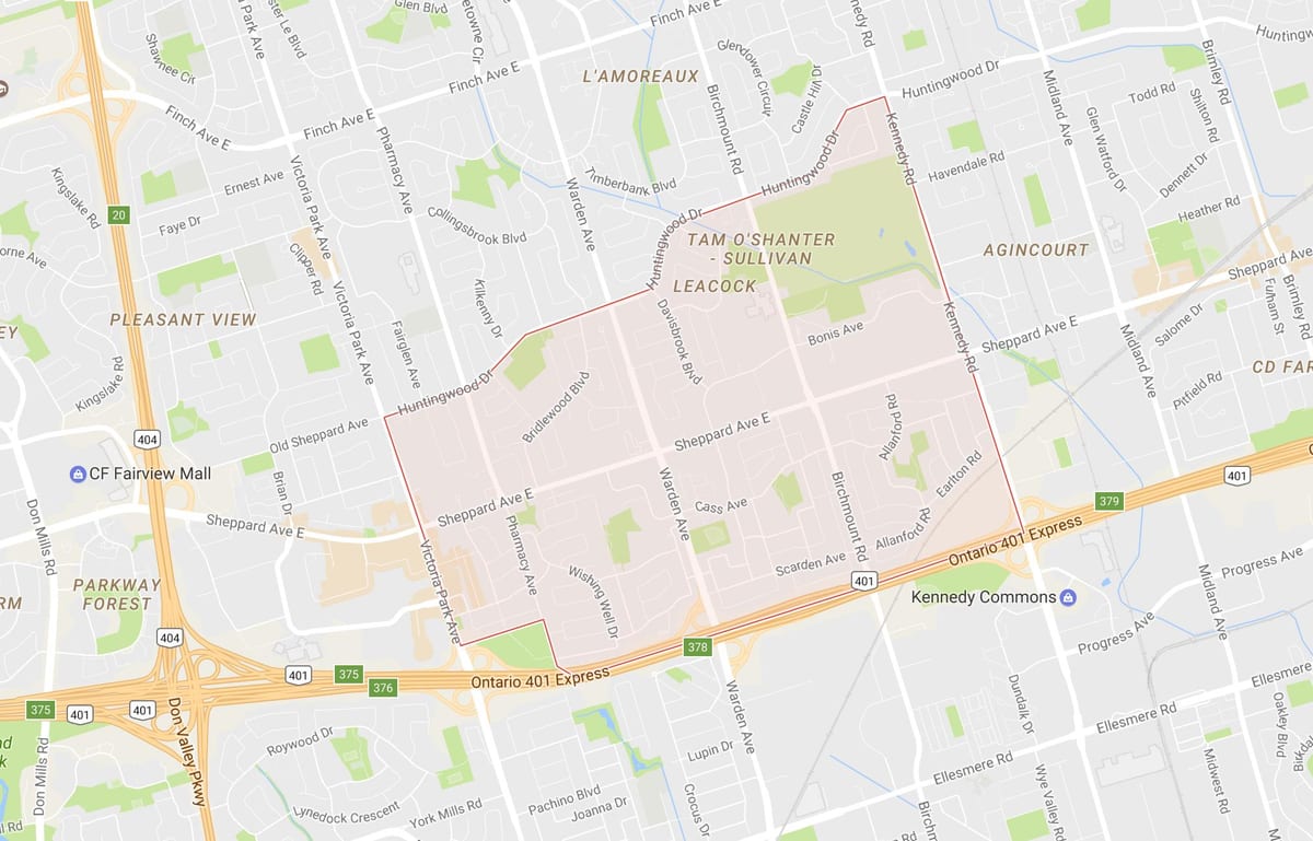 Térkép Tam O'Shanter – Sullivan környéken Toronto