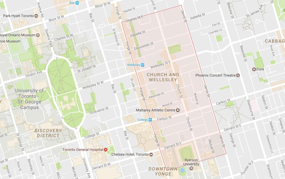 Térkép Egyház Wellesley környéken Toronto