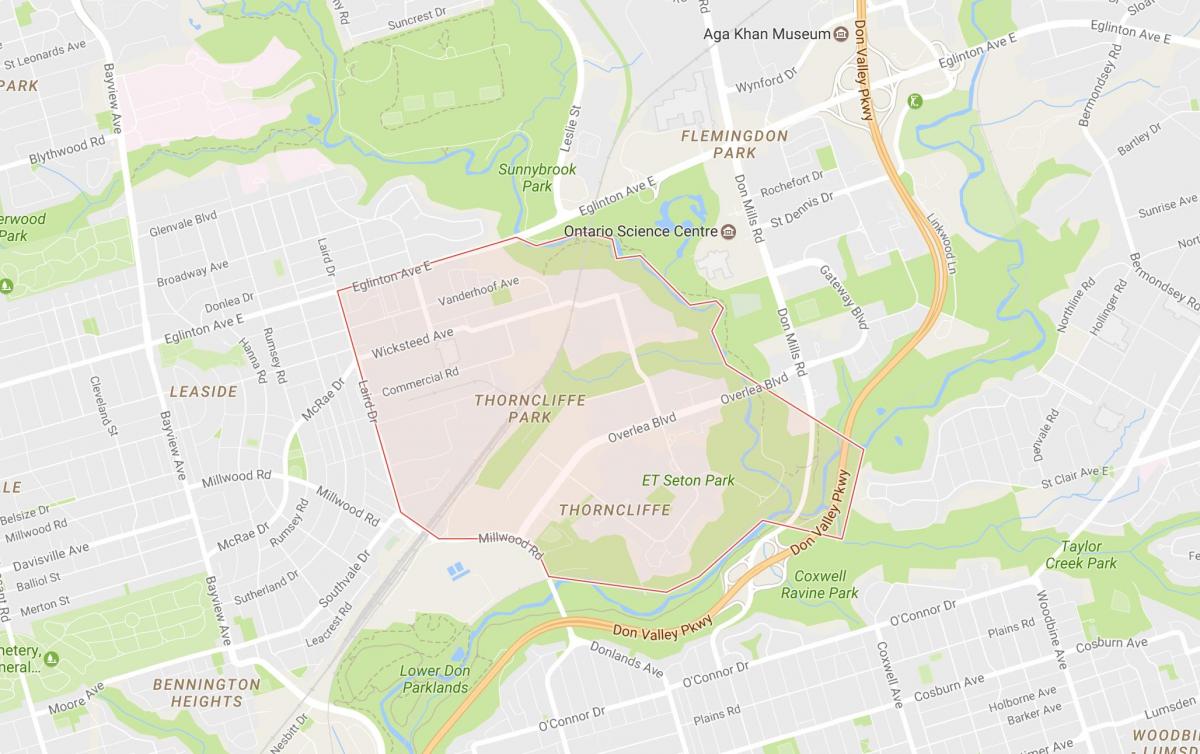 Térkép Thorncliffe Park szomszédságában, Toronto