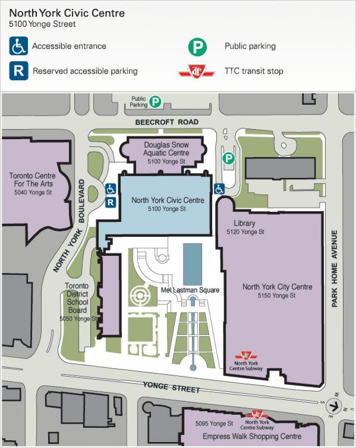 Térkép Toronto Centre for the Arts parkoló