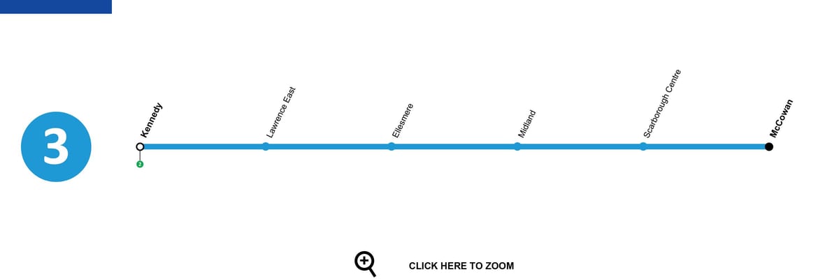 Térkép Toronto metró 3-as vonal Scarborough RT