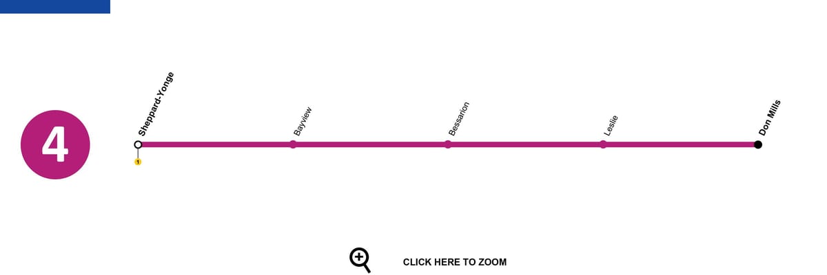 Térkép Toronto metró vonal 4 Sheppard