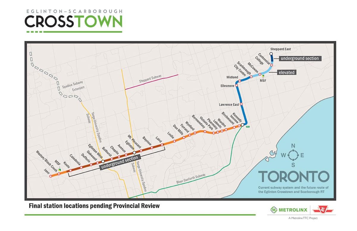 Térkép Toronto metróvonal 5 Eglinton