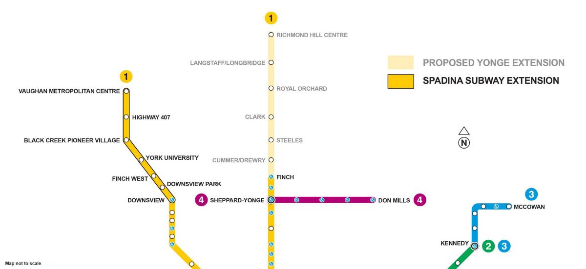 Térkép Toronto metró meghosszabbítása