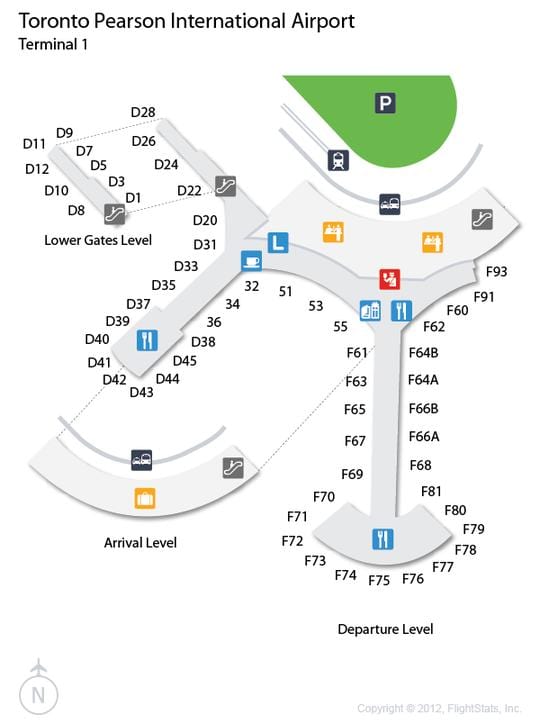 Térkép Toronto-Pearson nemzetközi repülőtér terminal 1