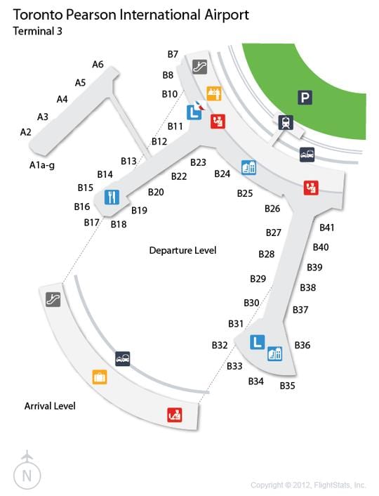 Térkép Toronto-Pearson Nemzetközi repülőtér terminal 3