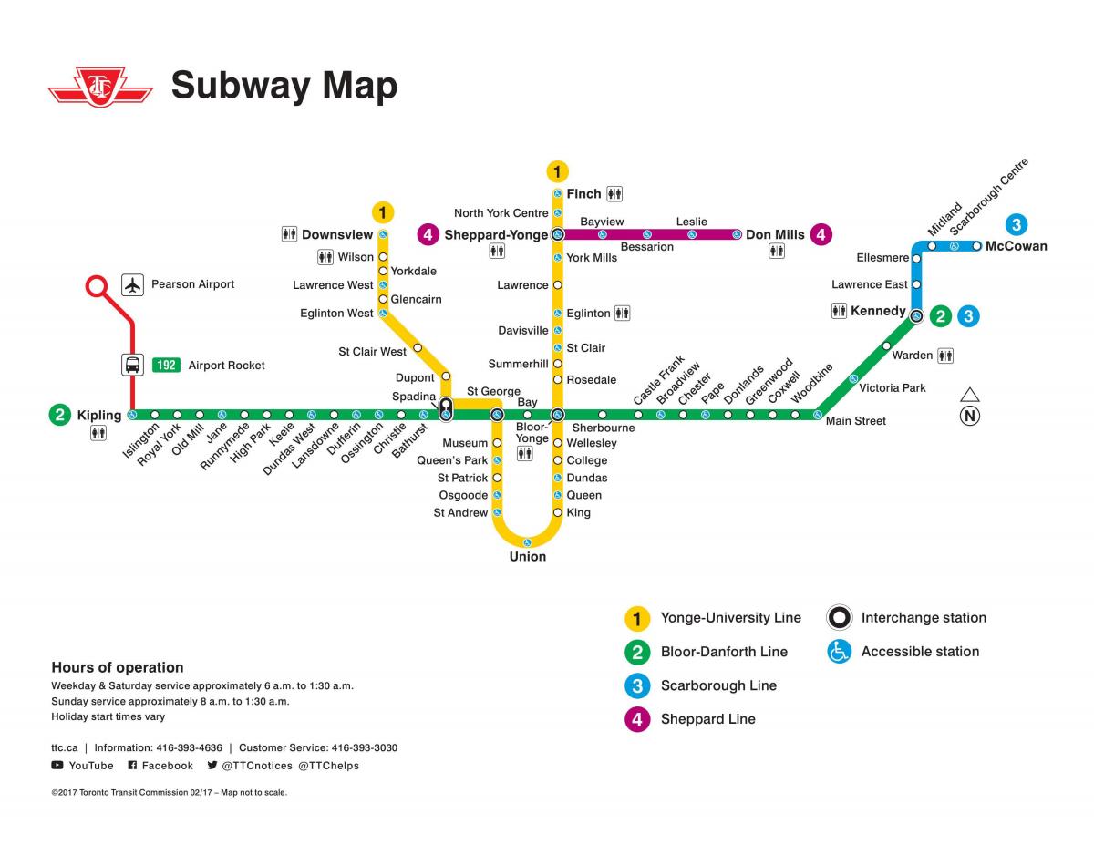 Térkép Toronto TTC metró